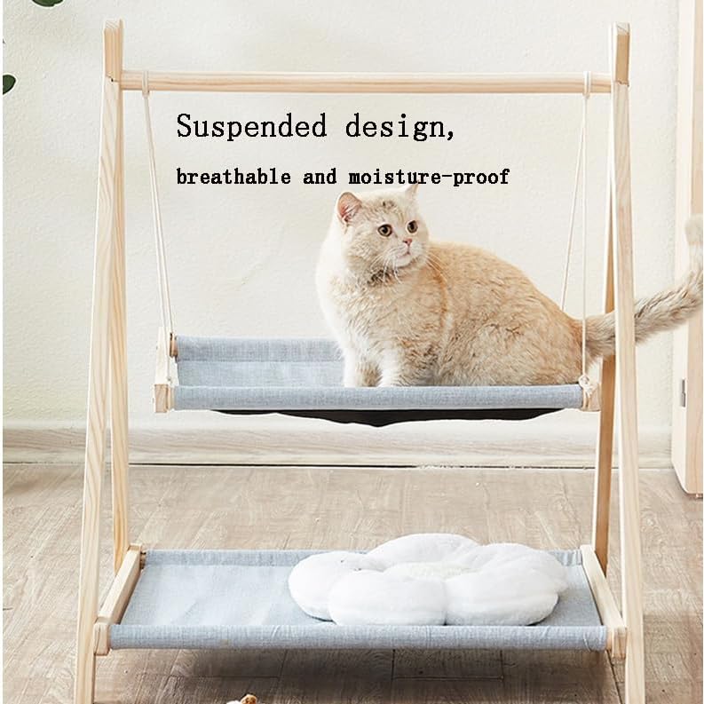 WVENTKF Lit De BalançAge De Chat,Lit De Hamac De Chat à Couche IntéRieure,Lit De Chat éLevé Lit De Chaton Swing pour Chats IntéRieurs Et Grands