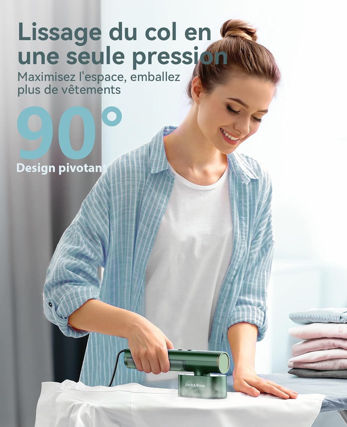 [Buy one get one free] Travel Garment Steamer, Worldwide Use (100-240V), 1000W, 22g/min Steam Vertical Iron, Large 150ml Water Tank, 2 in 1 Steamer Fast Heating in 15s Green