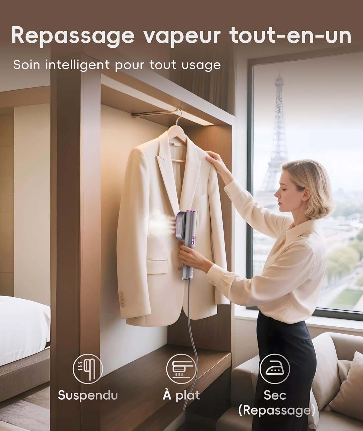 Ilake Travel Steamer for Clothes, 100-240V Dual Voltage Portable Garment Steamer, 1000W Travel Size Handheld Steamer & Iron 2 in 1 for Global & Europe Travel, Business, Home, Space Grey