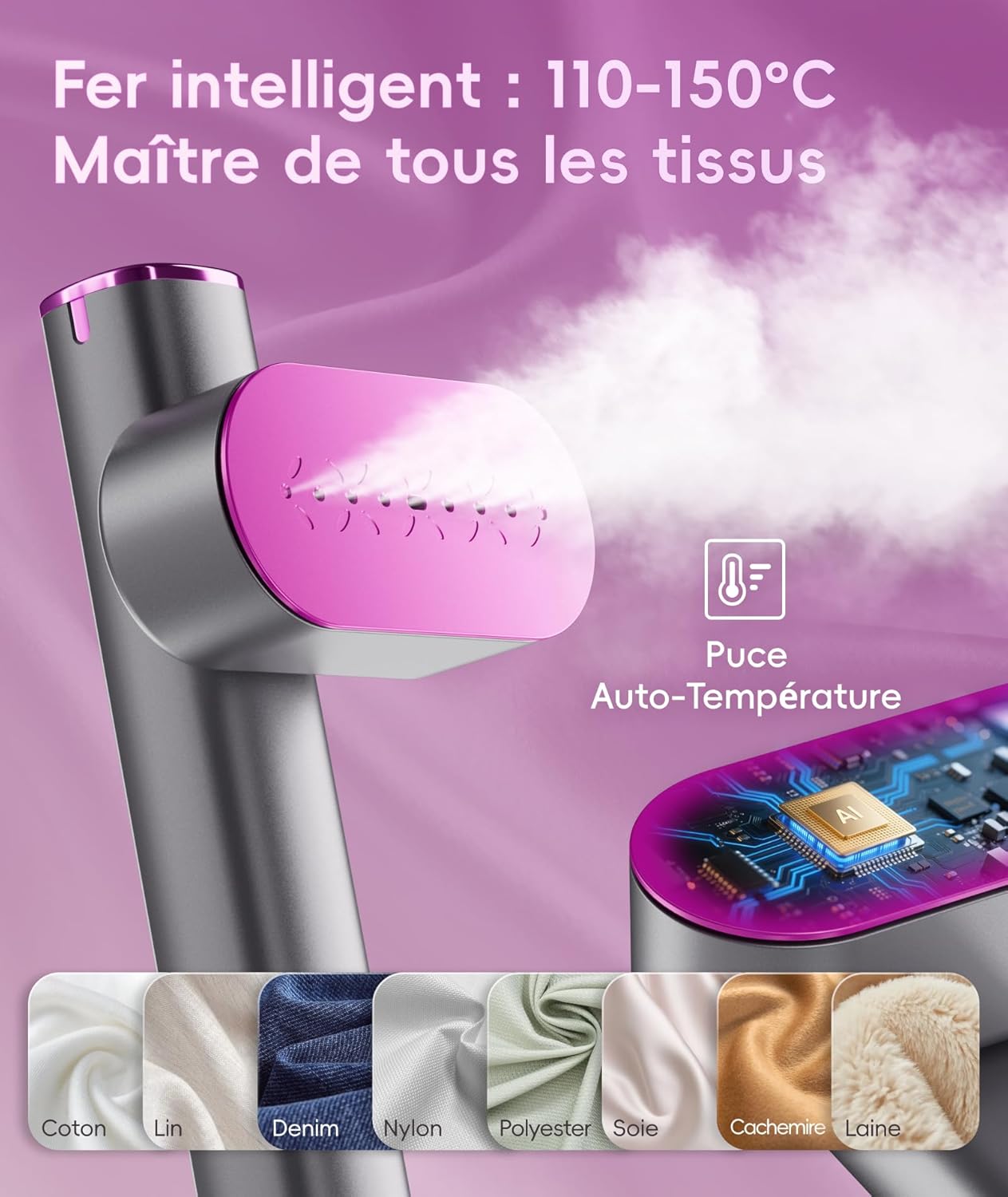 Ilake Travel Steamer for Clothes, 100-240V Dual Voltage Portable Garment Steamer, 1000W Travel Size Handheld Steamer & Iron 2 in 1 for Global & Europe Travel, Business, Home, Space Grey