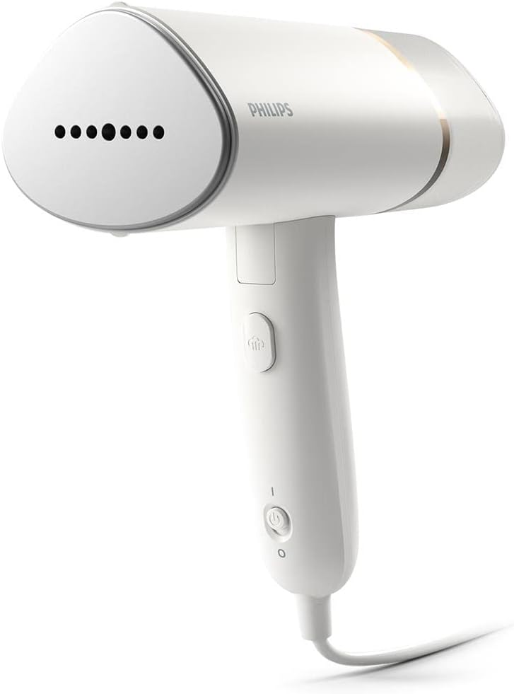 Philips Hand Steamer 3000 Series - Steamer 1000W, Steam 20g/min, Removable 120ml Tank, 30sec Ready, Hot Plate, Metal Sole, Lightweight 660g, White (STH3020/10)