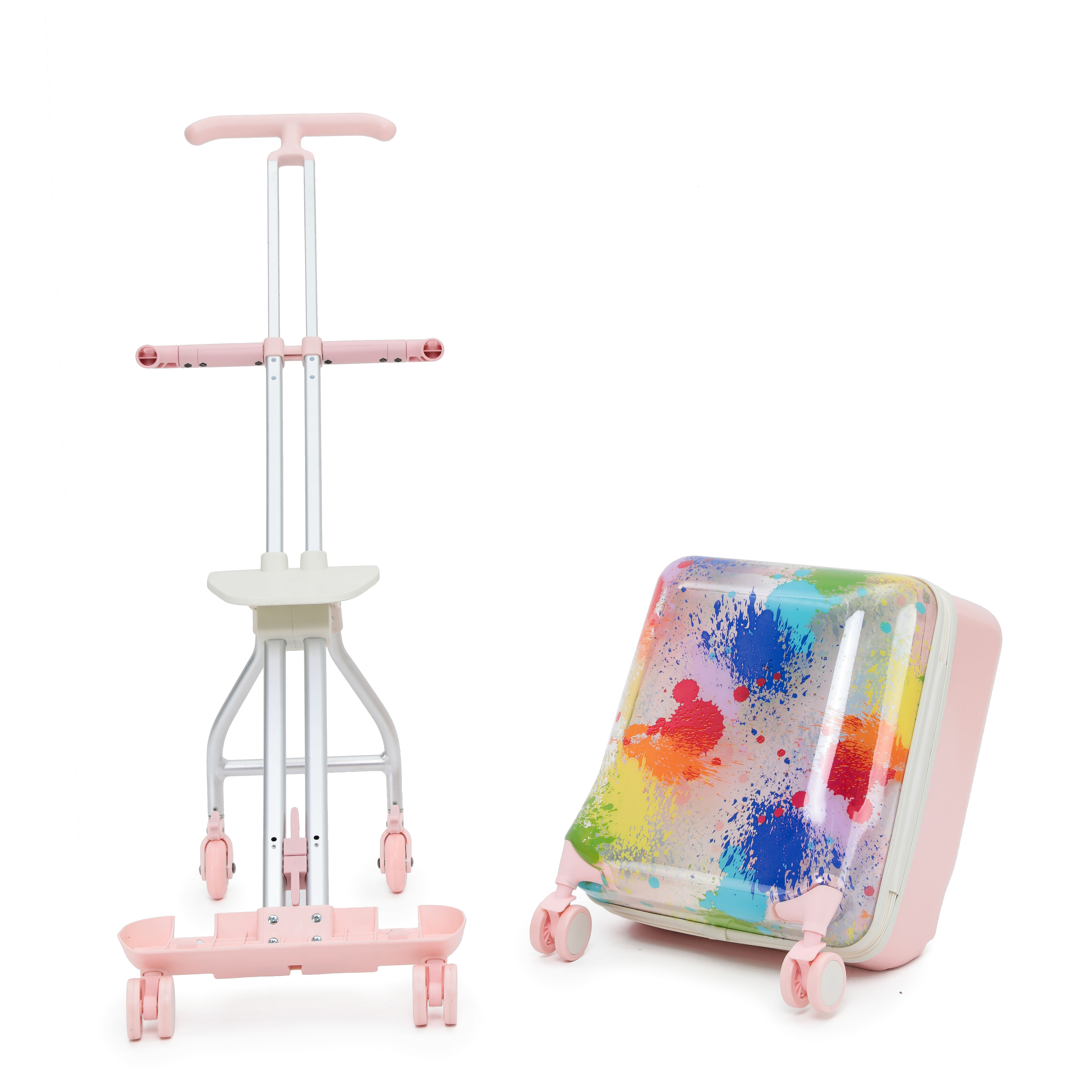 Kids Ride-On Suitcase – 2-in-1 Lightweight Carry-On Luggage with 360° Spinner Wheels, Durable Travel Trolley for Boys & Girls (Up to 50KG)