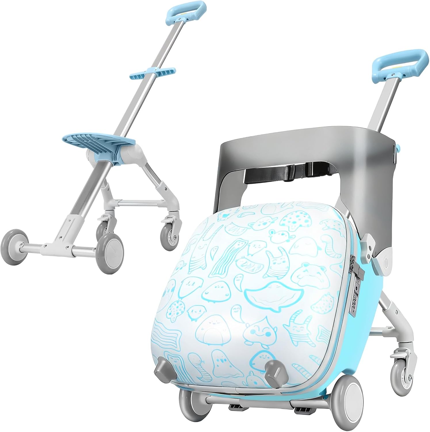 Kids Ride-On Suitcase – 2-in-1 Lightweight Carry-On Luggage with 360° Spinner Wheels, Durable Travel Trolley for Boys & Girls (Up to 50KG)