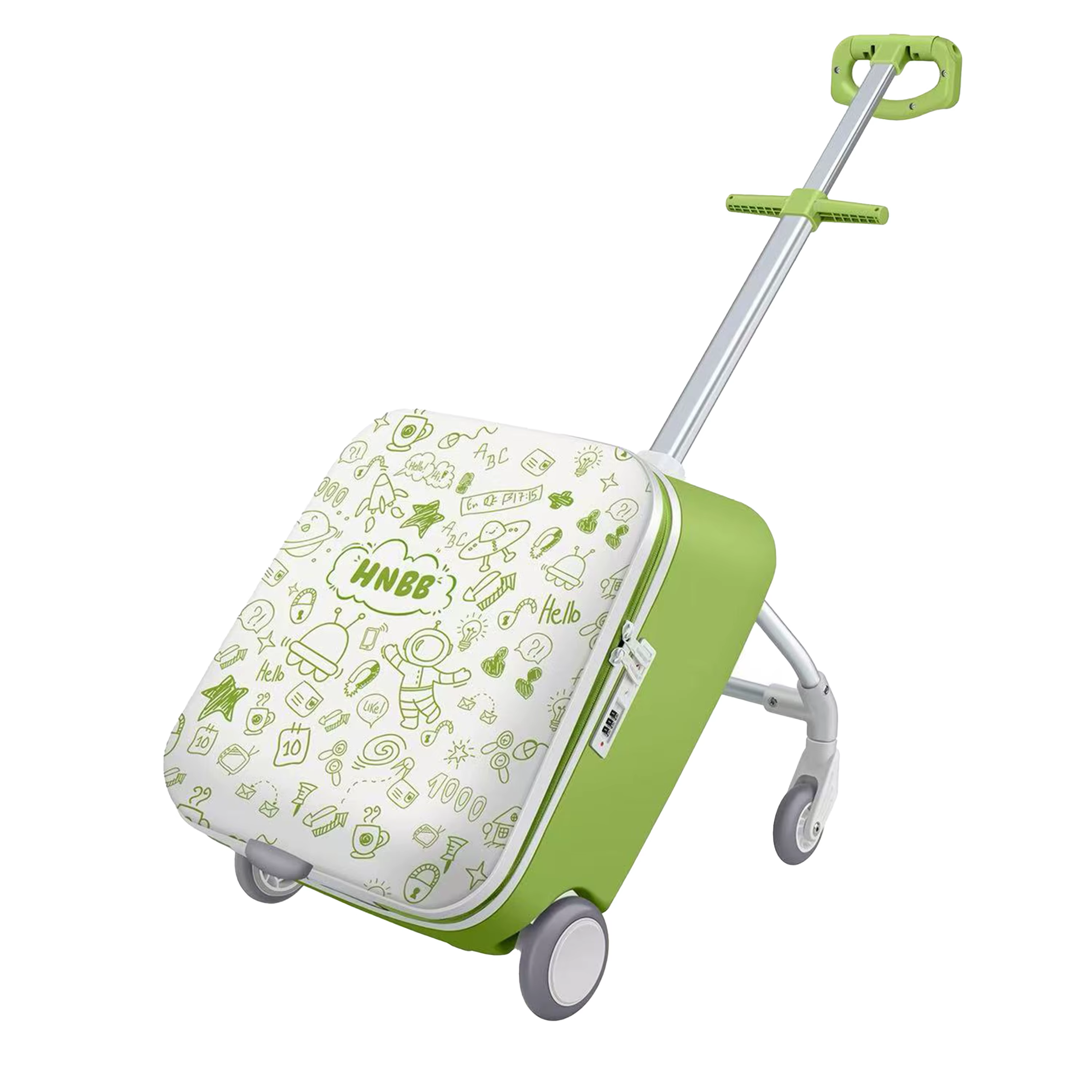 Kids Ride-On Suitcase – 2-in-1 Lightweight Carry-On Luggage with 360° Spinner Wheels, Durable Travel Trolley for Boys & Girls (Up to 50KG)