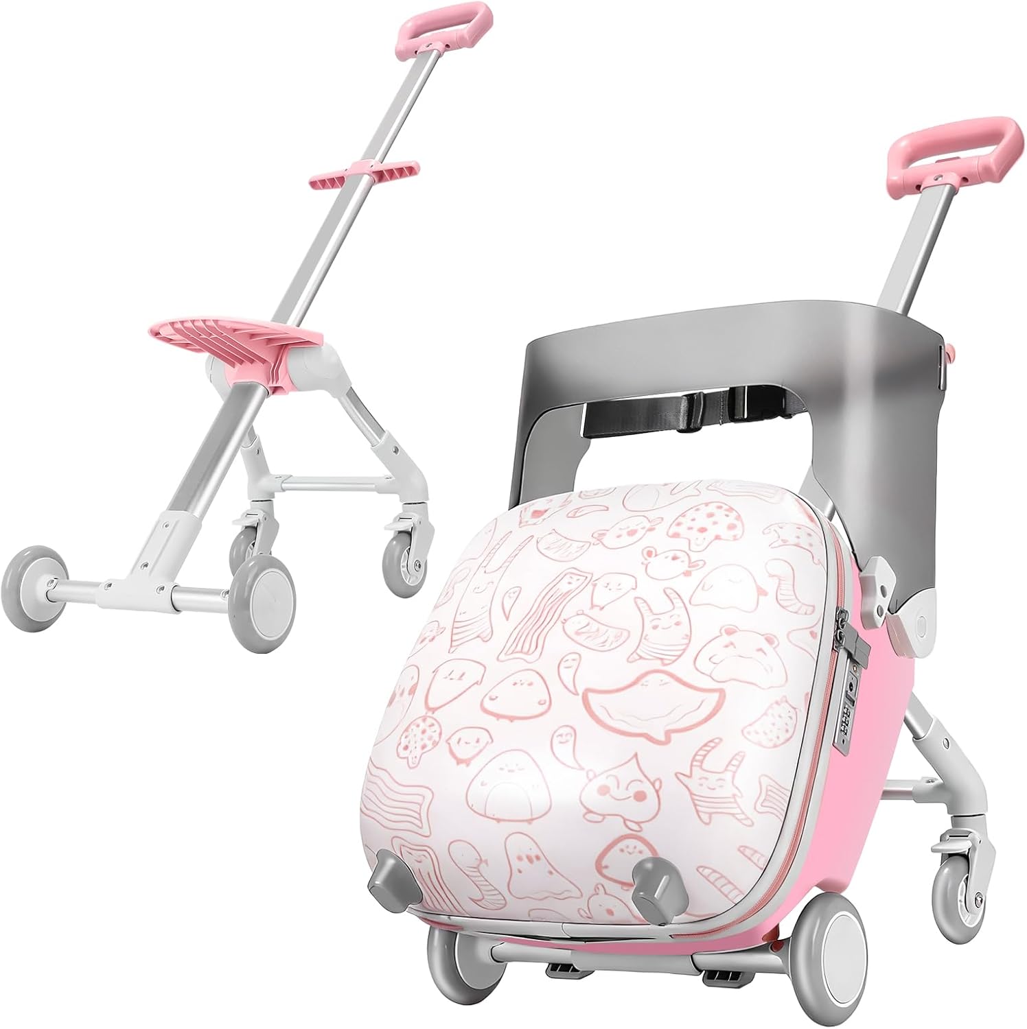 Kids Ride-On Suitcase – 2-in-1 Lightweight Carry-On Luggage with 360° Spinner Wheels, Durable Travel Trolley for Boys & Girls (Up to 50KG)