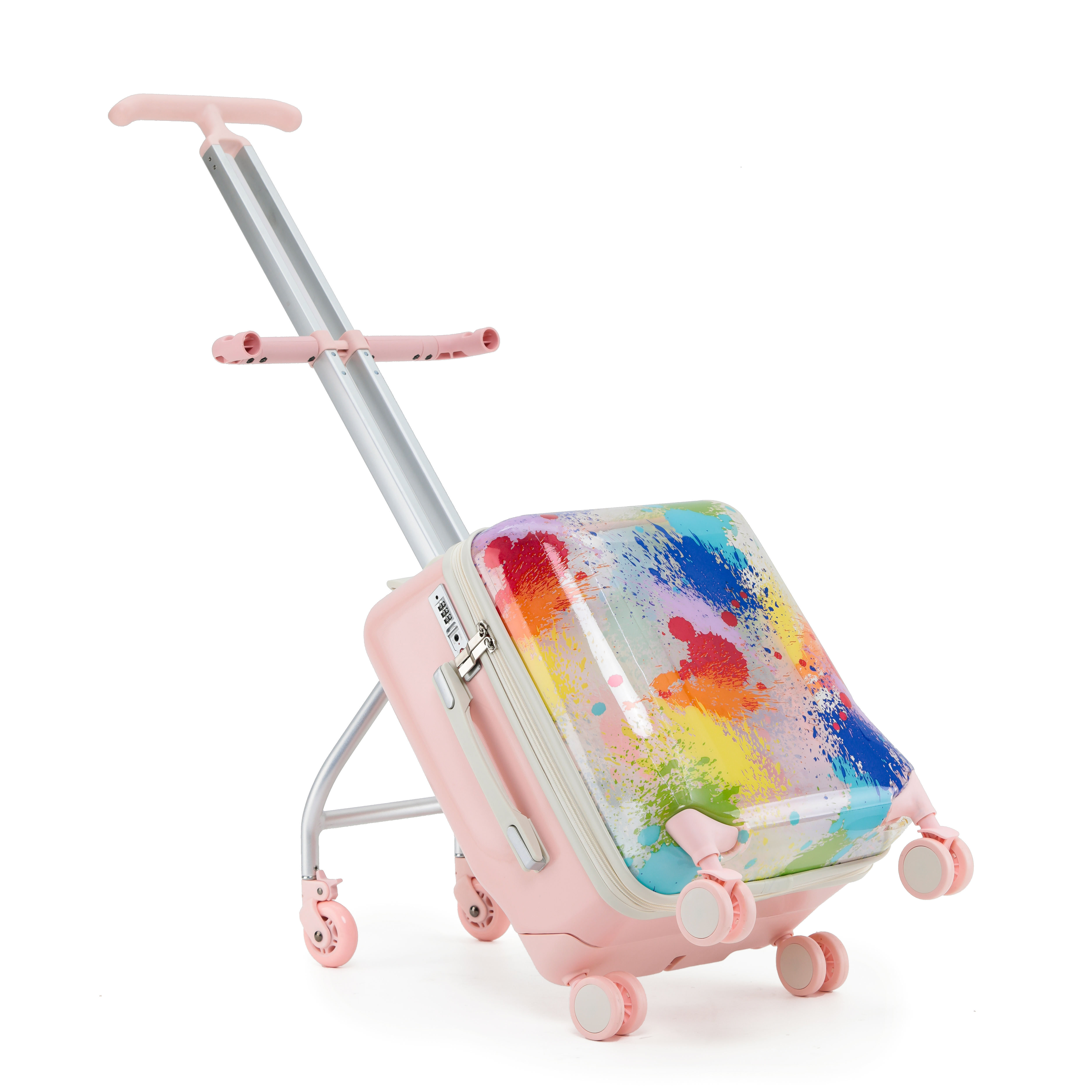 Kids Ride-On Suitcase – 2-in-1 Lightweight Carry-On Luggage with 360° Spinner Wheels, Durable Travel Trolley for Boys & Girls (Up to 50KG)