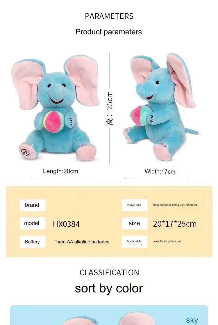Interactive Peekaboo Elephant Plush Toy – Musical Educational Toy for Babies & Toddlers
