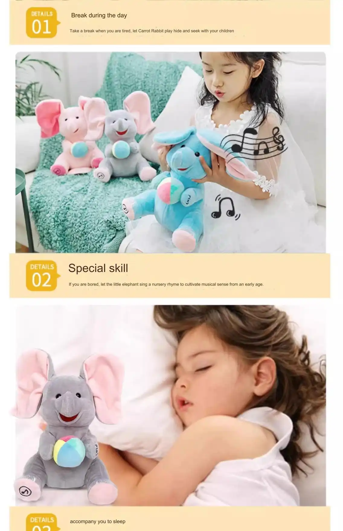 Interactive Peekaboo Elephant Plush Toy – Musical Educational Toy for Babies & Toddlers