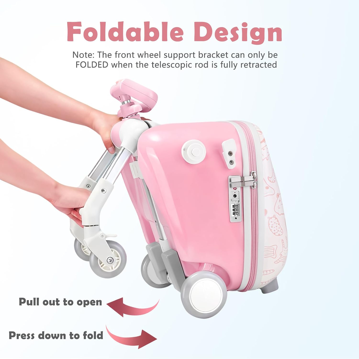 Kids Ride-On Suitcase – 2-in-1 Lightweight Carry-On Luggage with 360° Spinner Wheels, Durable Travel Trolley for Boys & Girls (Up to 50KG)