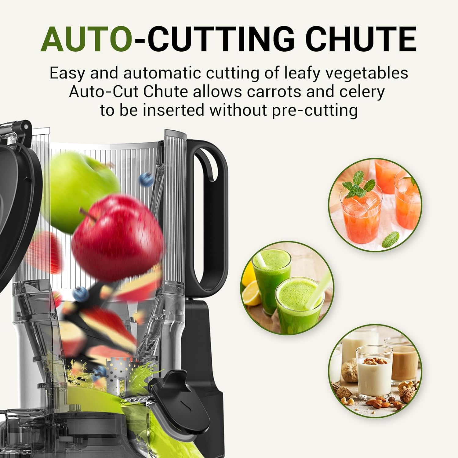 Automatic Cold Press Juicer – Hands-Free Slow Juicing for Whole Fruits & Vegetables