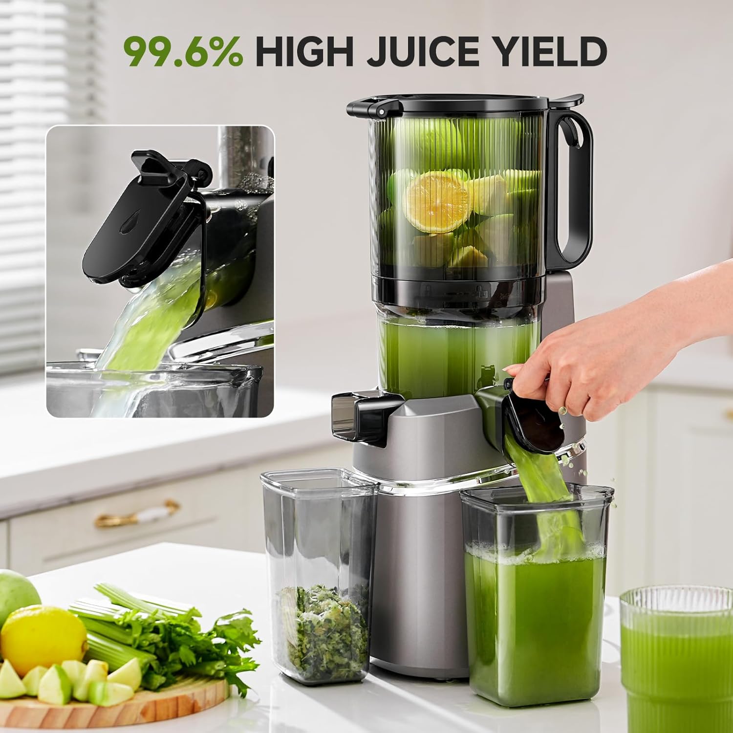 Automatic Cold Press Juicer – Hands-Free Slow Juicing for Whole Fruits & Vegetables