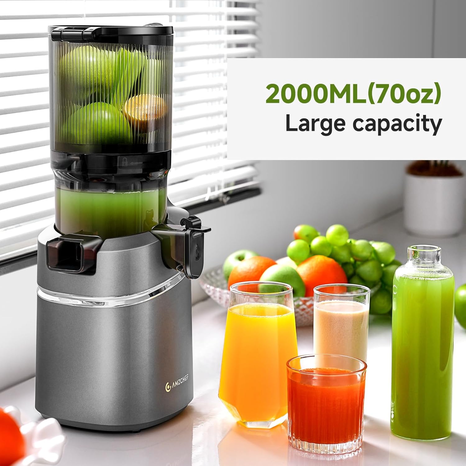 Automatic Cold Press Juicer – Hands-Free Slow Juicing for Whole Fruits & Vegetables