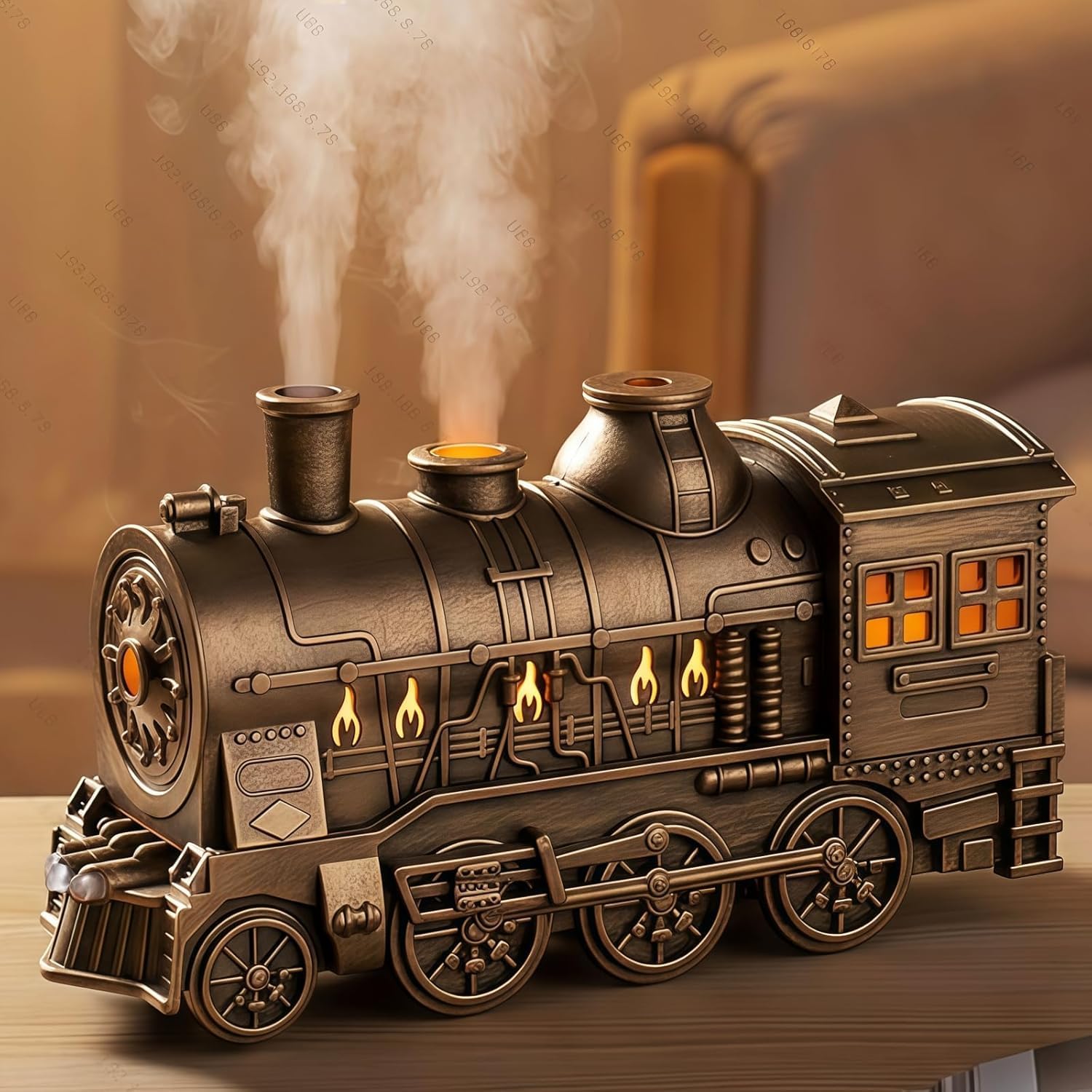 [Buy one get one free] 300ML Vintage Steam Train Essential Oil Diffuser & Humidifier | Train-Shaped Aroma Diffuser with 2-Color LED Light, 2 Mist Modes, Auto Shut-Off | Home, Bedroom & Office Decor (Black)