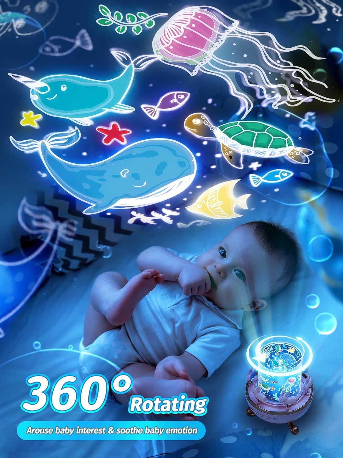 [Buy one get one free]  Night Light for Kids Gifts, 15 Sound Machine Baby Night Light, 15 Films Star Projector for Kids Room Decor, Brightness Unicorn Light Projector for Toddler Girl Toys Toddler Girl Gifts Age 1-5