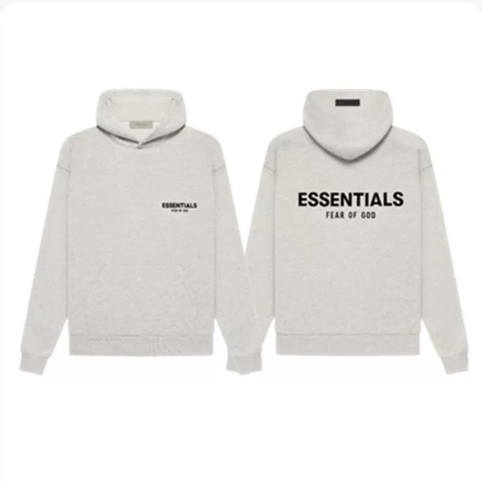 [Buy one get one free] Fear of God ESSENTIALS FOG Flocked Letter Back Print Sweatshirt | Unisex Oversized Crewneck for Men & Women