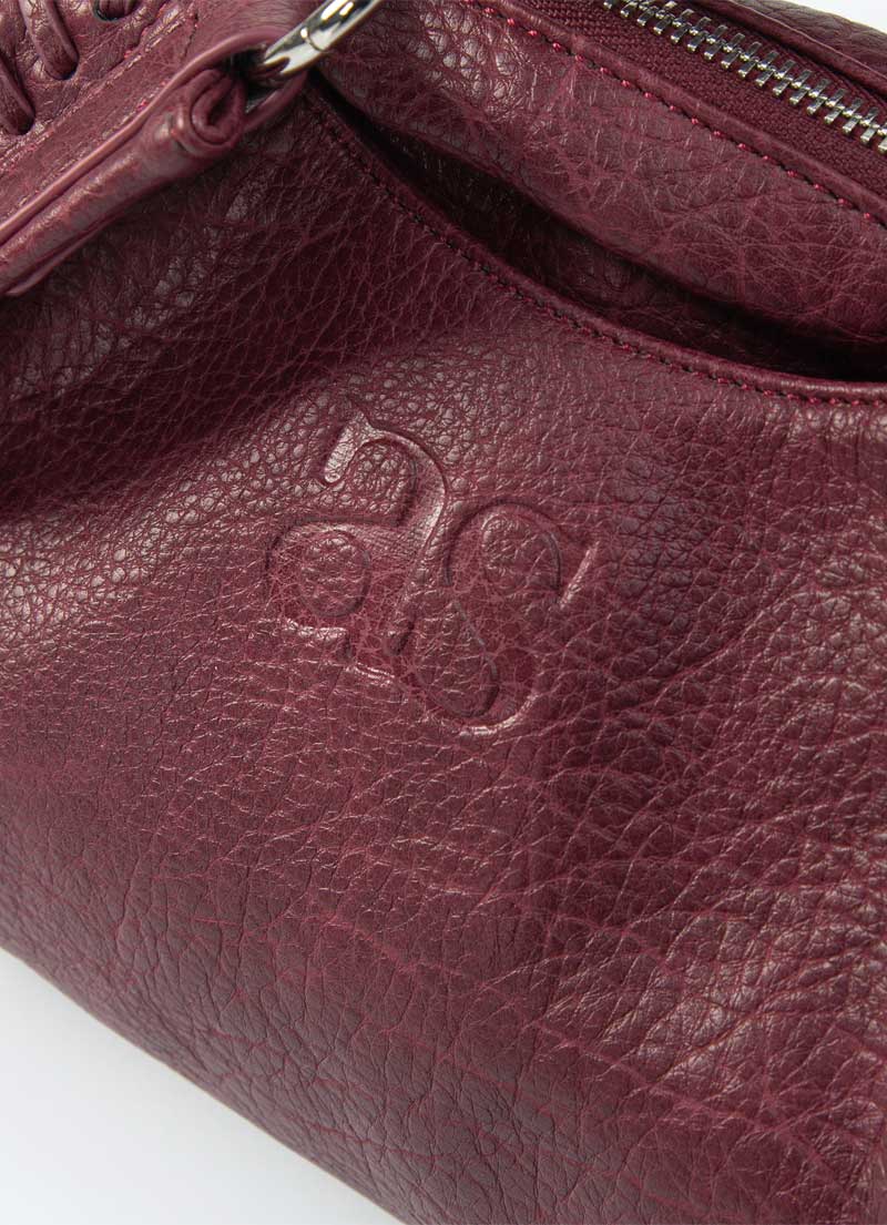 ASON Large Textured Leather Shoulder Bag with Silver Rivet Details