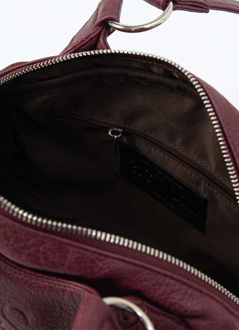 ASON Large Textured Leather Shoulder Bag with Silver Rivet Details