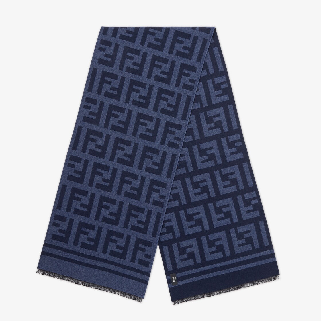 FENDI Iconic FF Logo Reversible Knit Wool Scarf