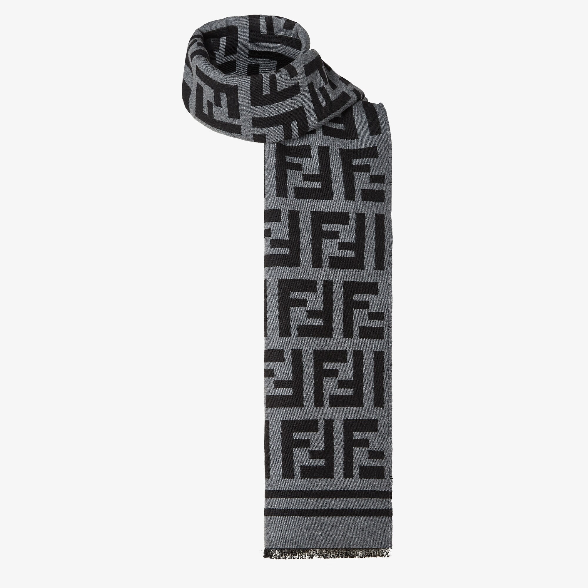 FENDI Iconic FF Logo Reversible Knit Wool Scarf