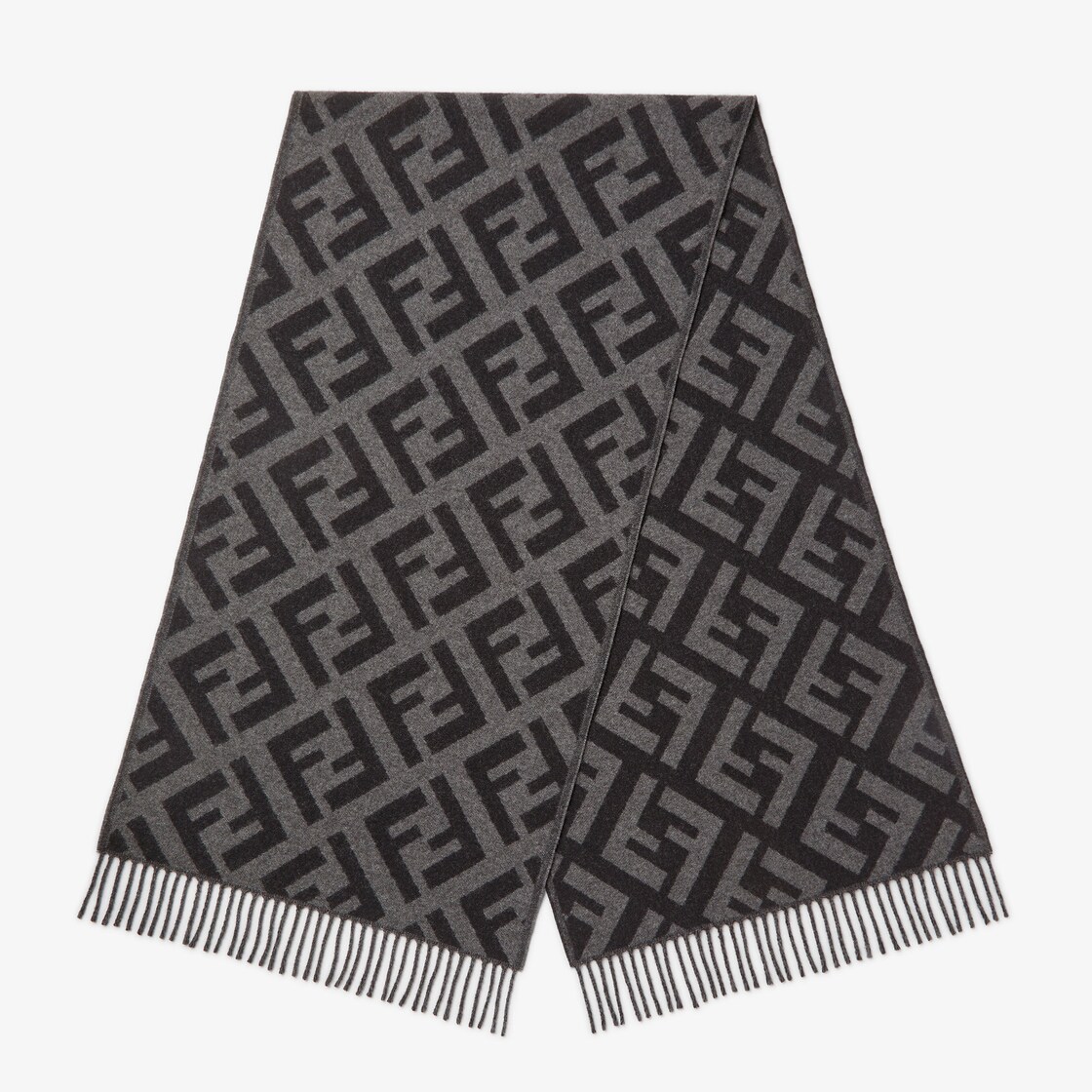 FENDI Iconic FF Logo Reversible Knit Wool Scarf