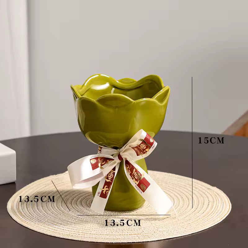 Romantic Ceramic Flower Vase – Elegant Home Decor for Living Room
