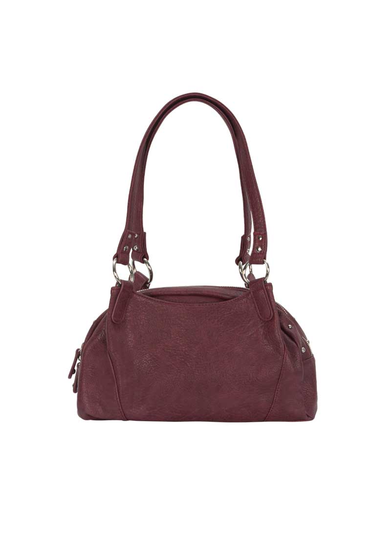 ASON Large Textured Leather Shoulder Bag with Silver Rivet Details