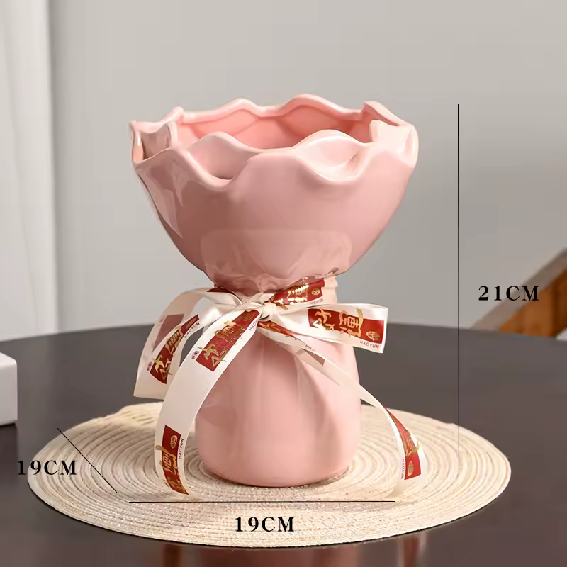 Romantic Ceramic Flower Vase – Elegant Home Decor for Living Room