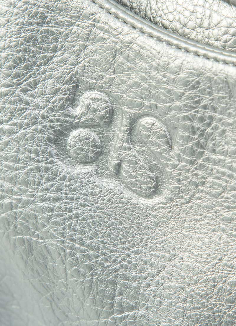 ASON Large Textured Leather Shoulder Bag with Silver Rivet Details