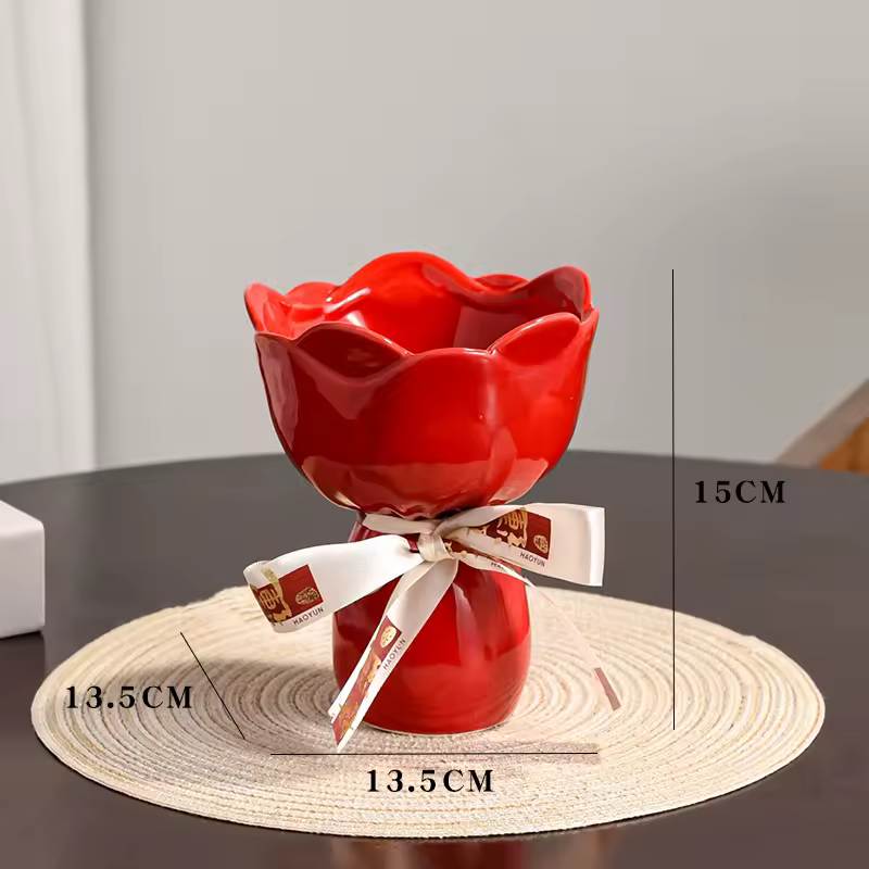 Romantic Ceramic Flower Vase – Elegant Home Decor for Living Room