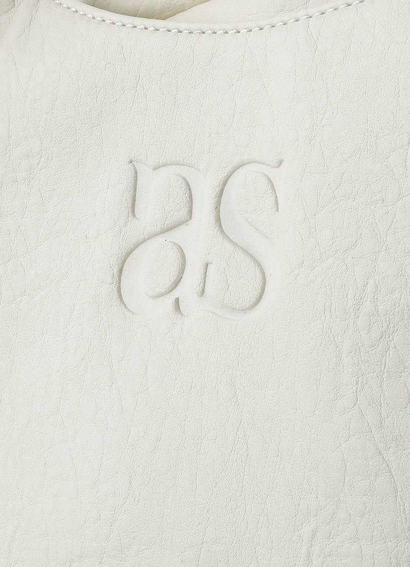 ASON Large Textured Leather Shoulder Bag with Silver Rivet Details