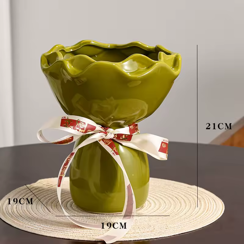 Romantic Ceramic Flower Vase – Elegant Home Decor for Living Room