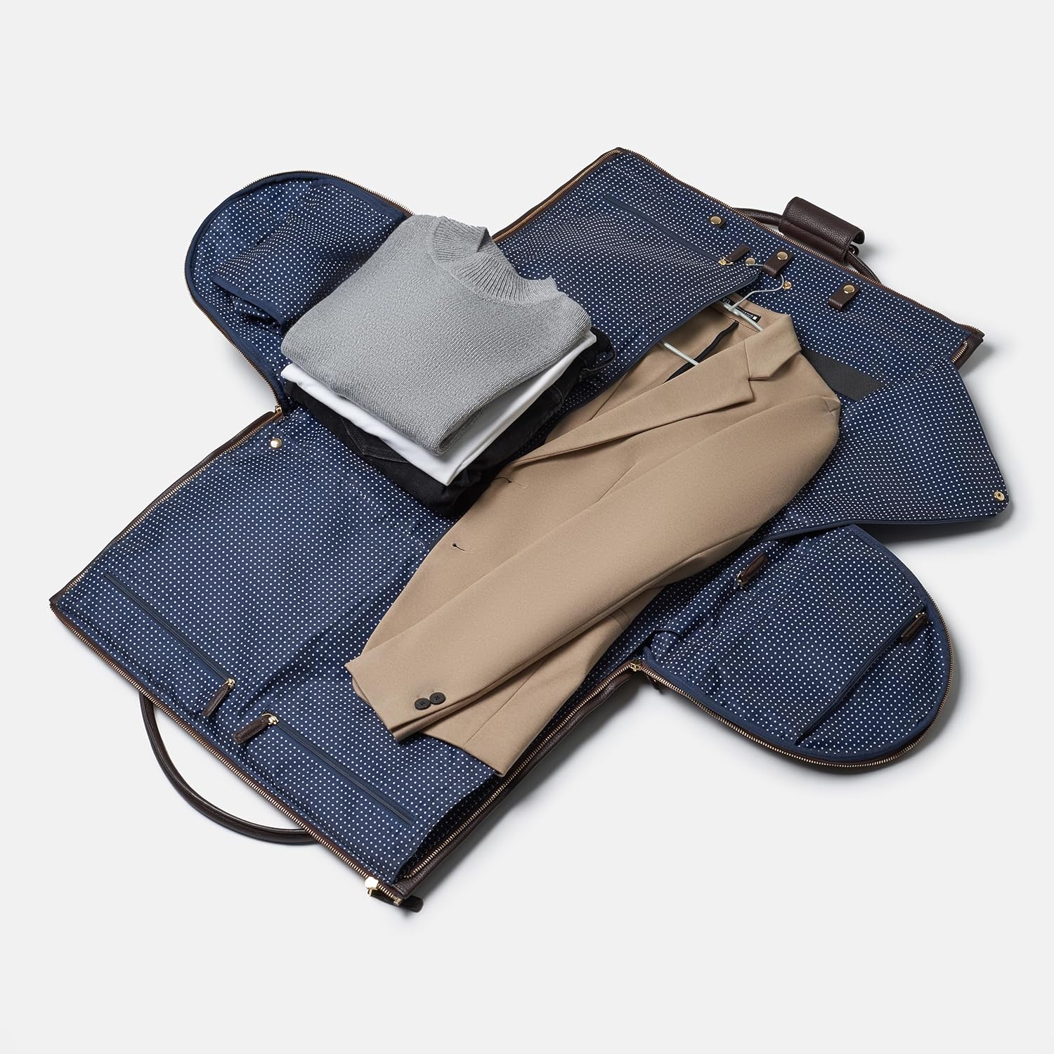 Large Duffle Bag with Wheels - Carry On Garment Duffle Bags for Travel, Overnight, Hospital, Travel Bags for Women & Men with Shoe Compartment & Tech Pocket (Leather, Chocolate)