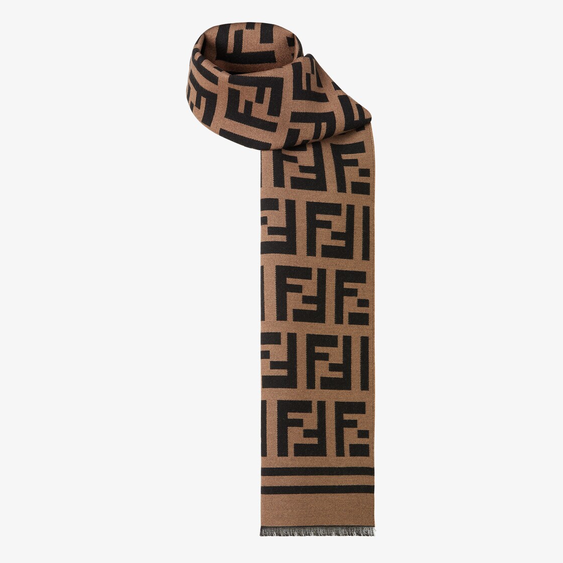 FENDI Iconic FF Logo Reversible Knit Wool Scarf