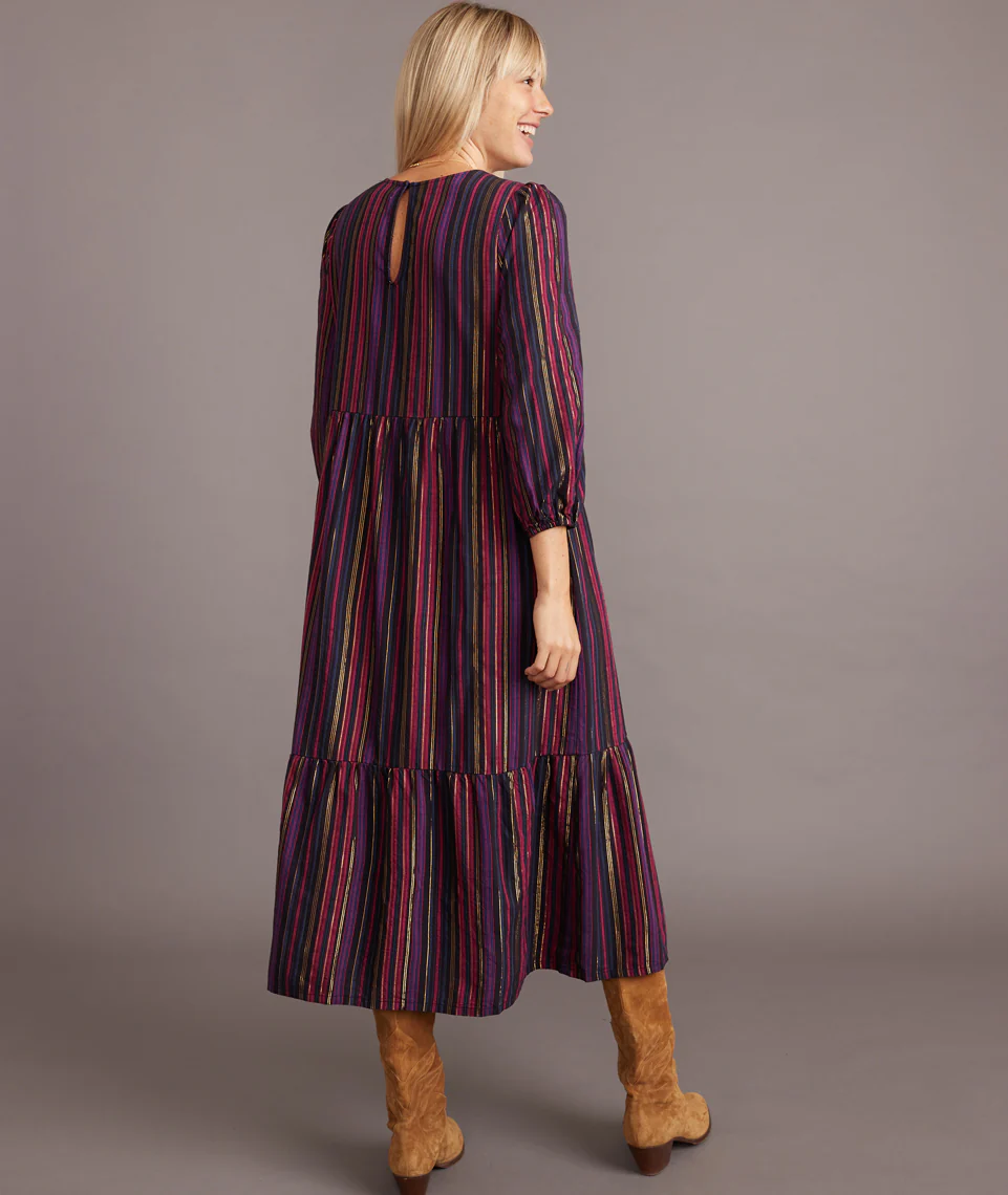 Alice Midi Dress in Lurex Multi Stripe