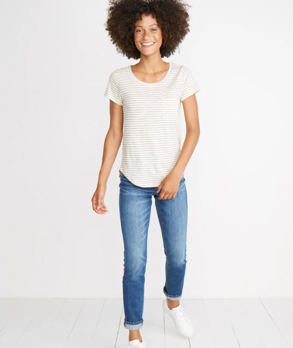 Boyfriend Saddle Tee in Natural