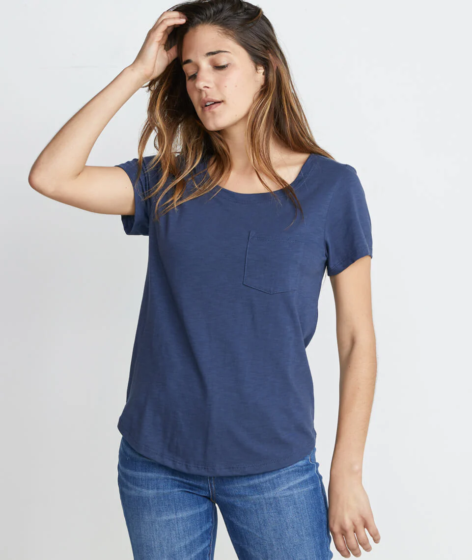 Boyfriend Pocket Tee in Mood Indigo