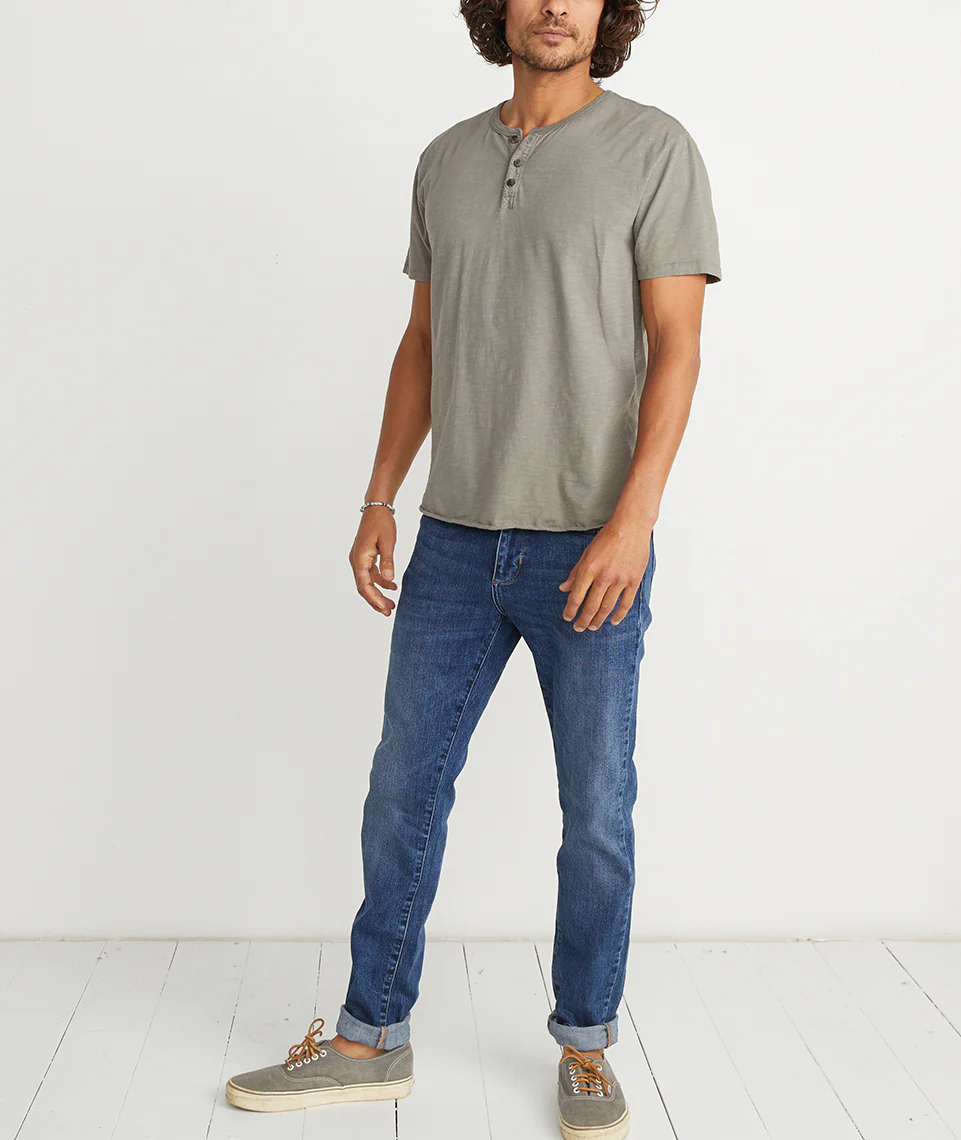 Short Sleeve Henley in Agave