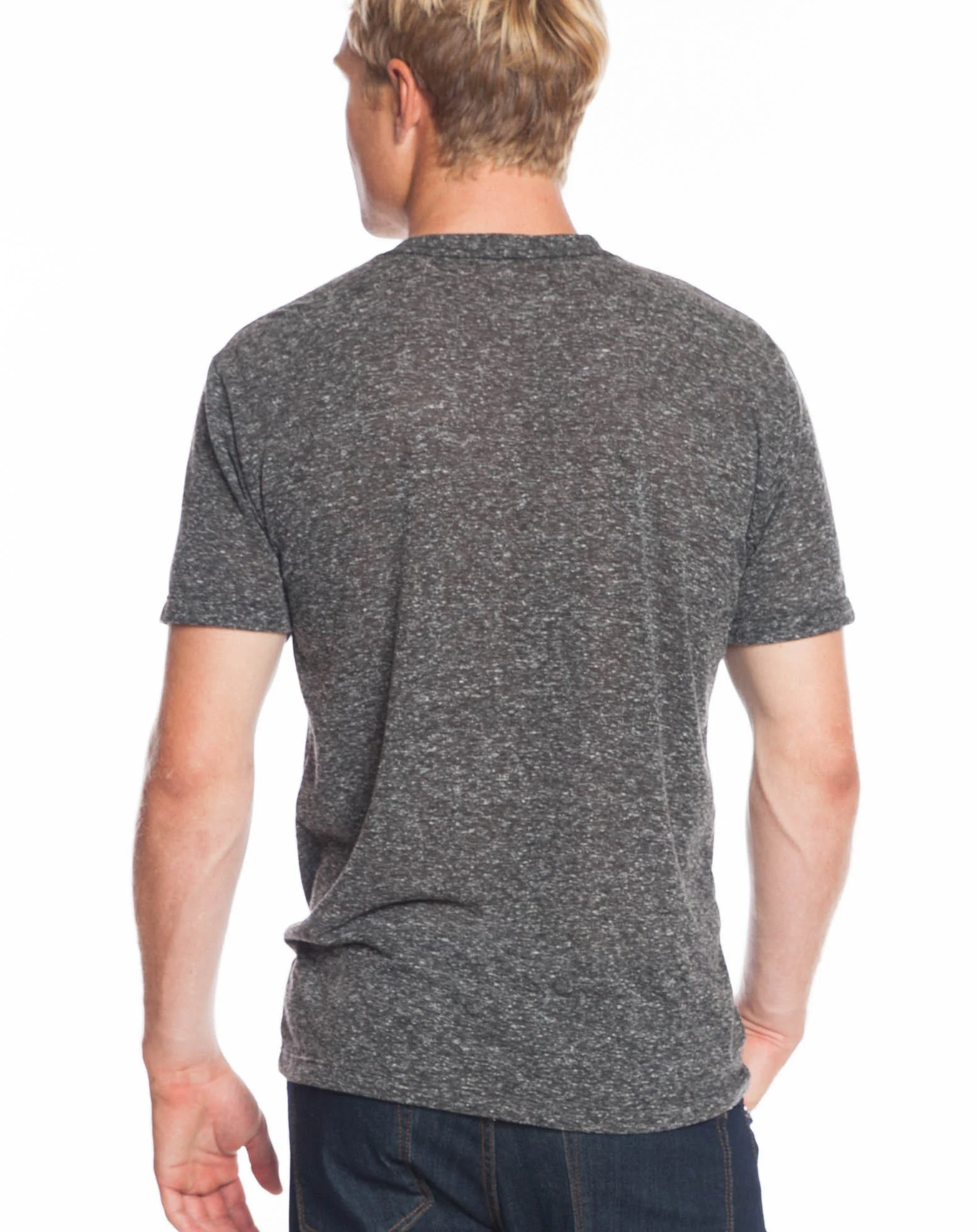 Melange V-Neck Tee - Charcoal