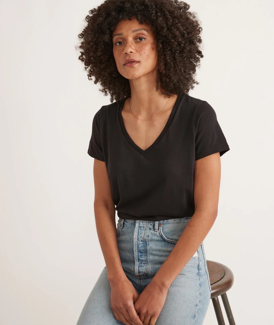 Classic V-Neck Tee in Black