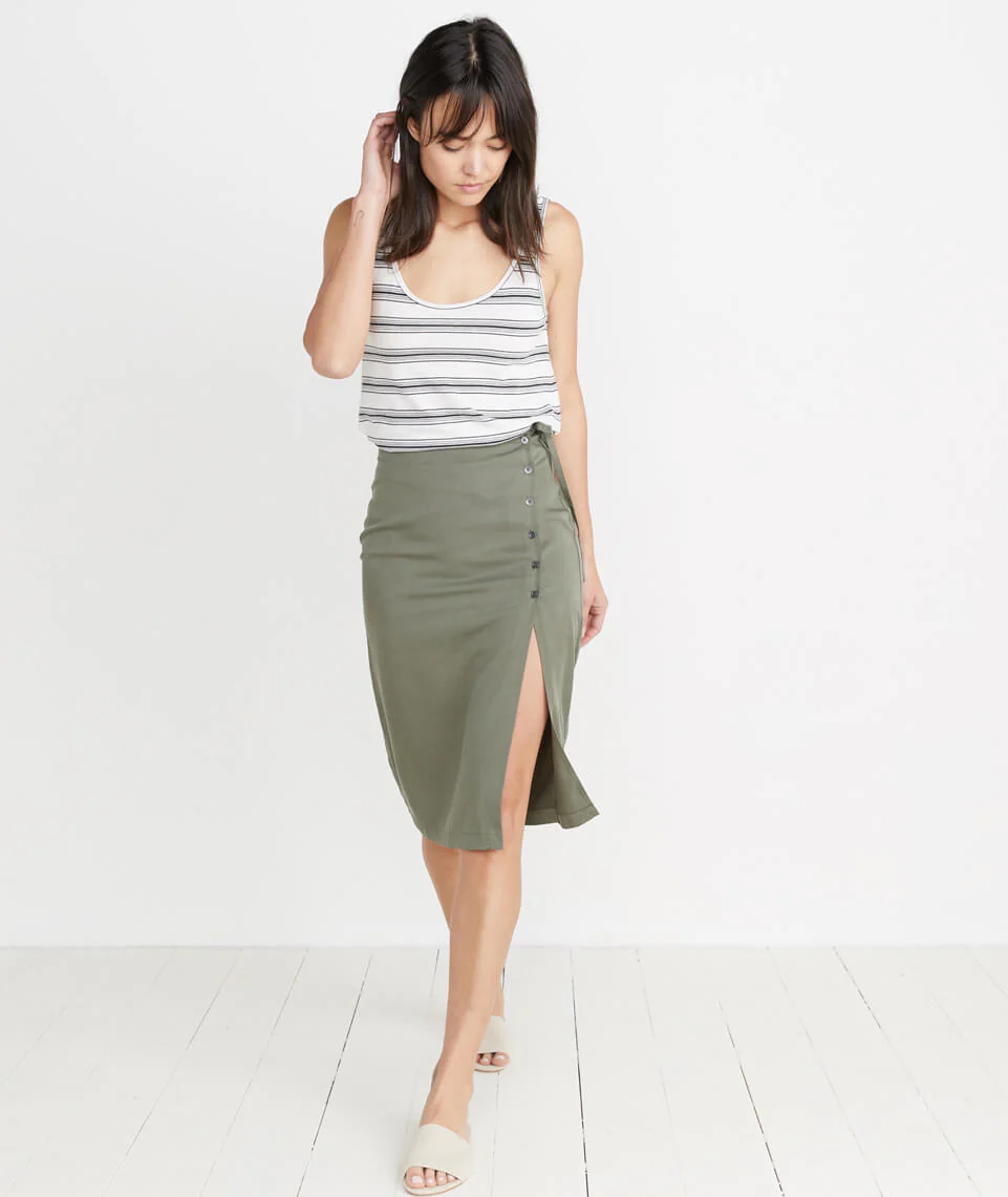 Layla Wrap Skirt in Dusty Olive