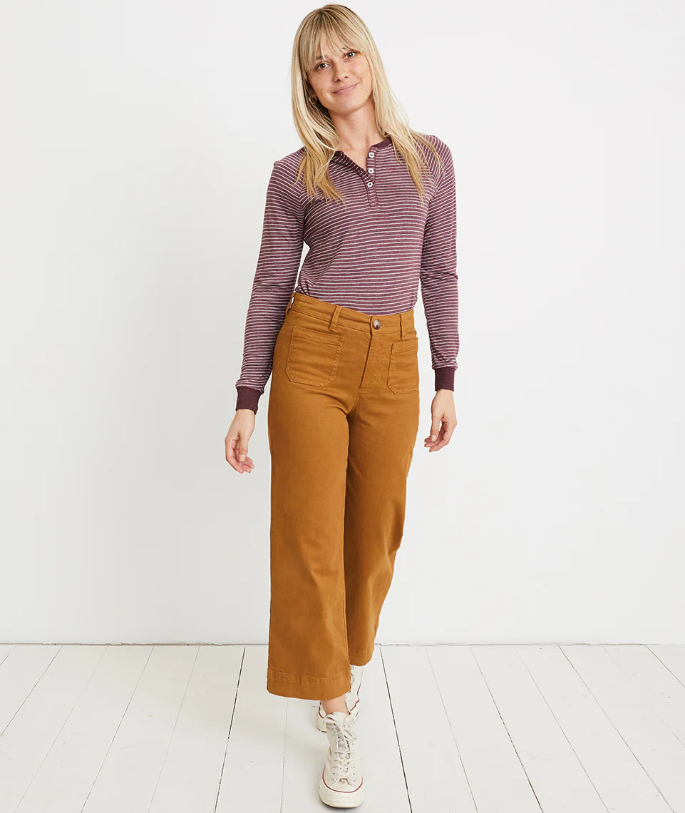 Double Knit Henley in Port Royal/White Stripe