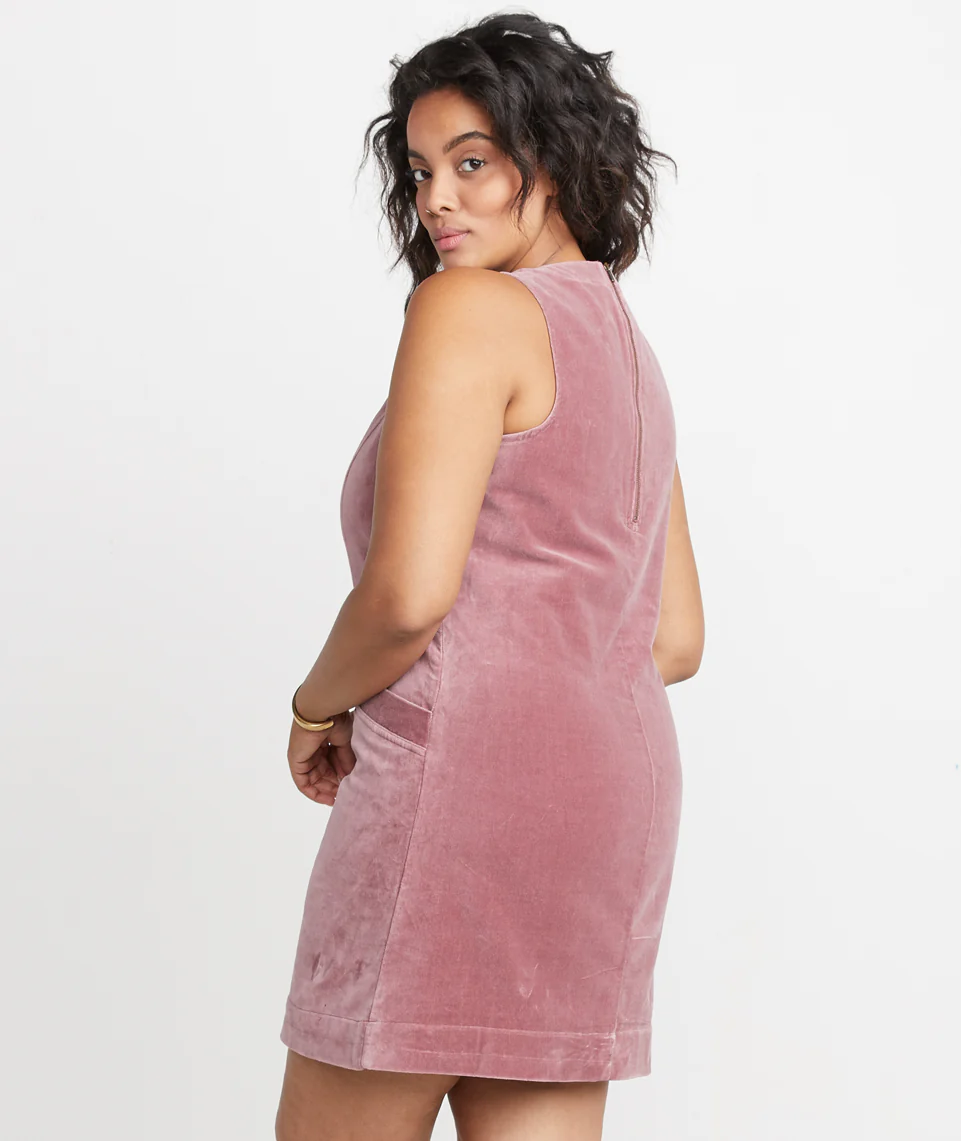 Cizon Velvet Shift Dress in Mauve