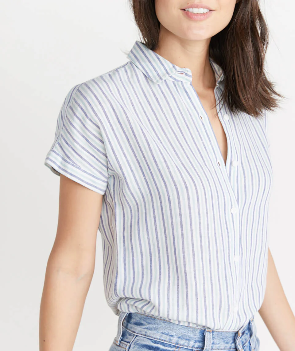 Paige Button Down in Aquifer