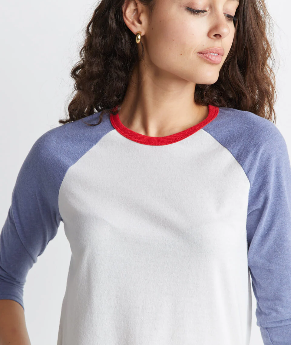 Re-Spun Lightweight Baseball Raglan in Natural/Indigo