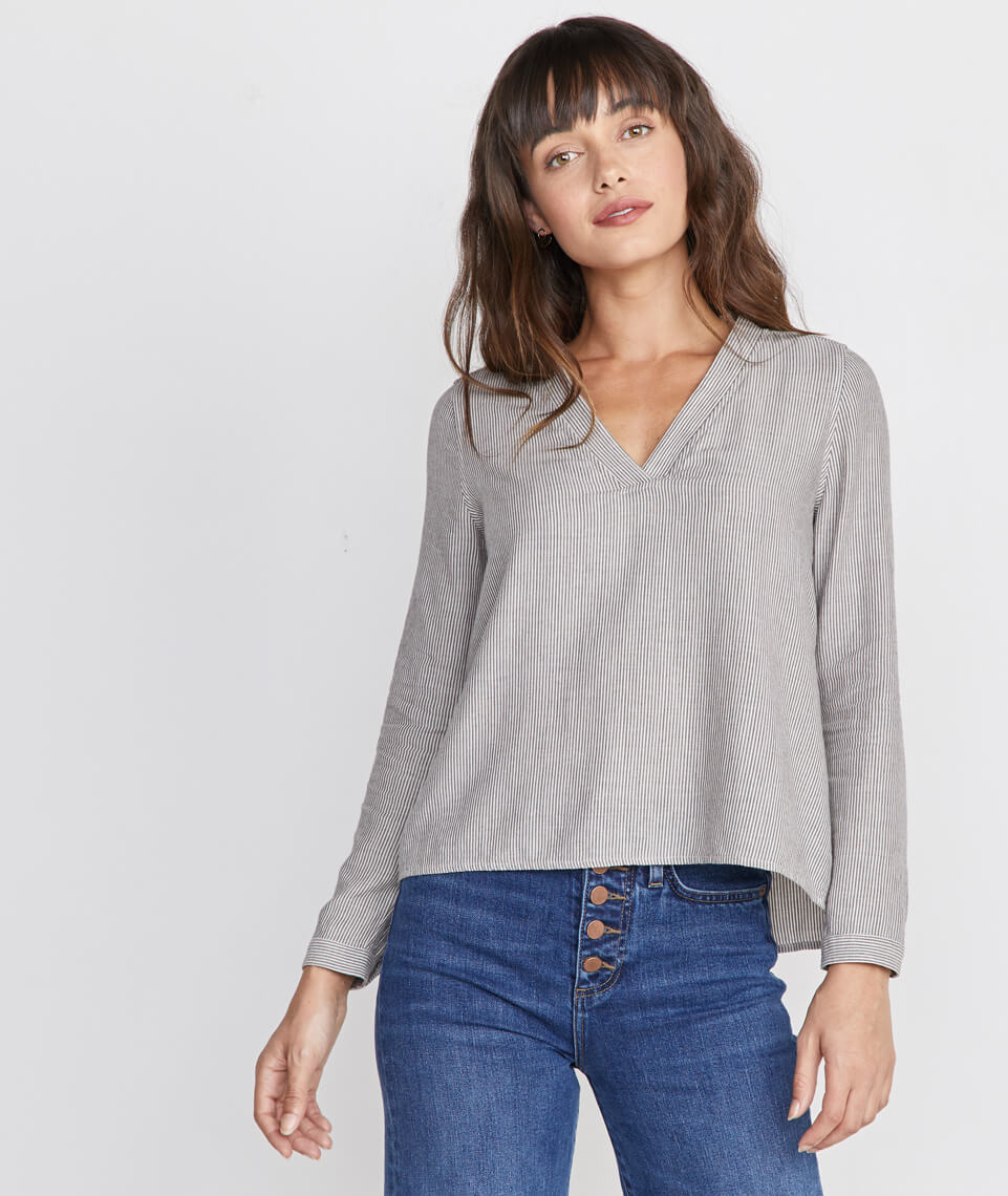 Laura Popover in Black/Cream Stripe