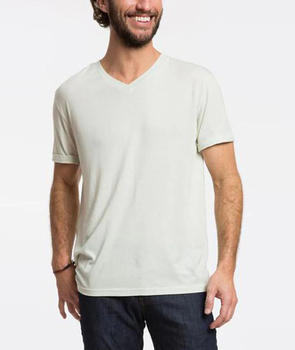 Signature Pigment Dye V-neck - Bleached Aqua