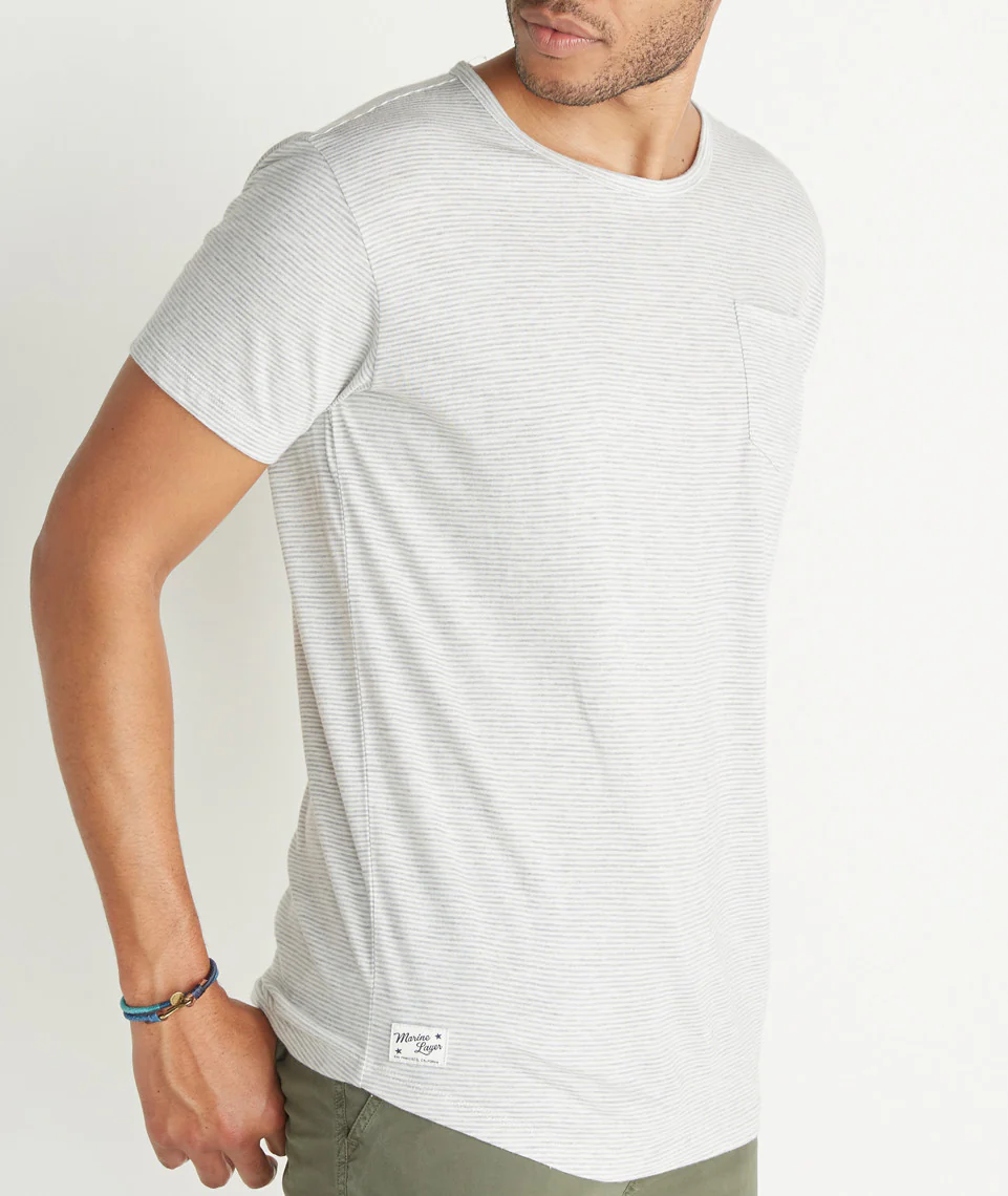 Saddle Pocket Tee in Natural Lafayette Stripe