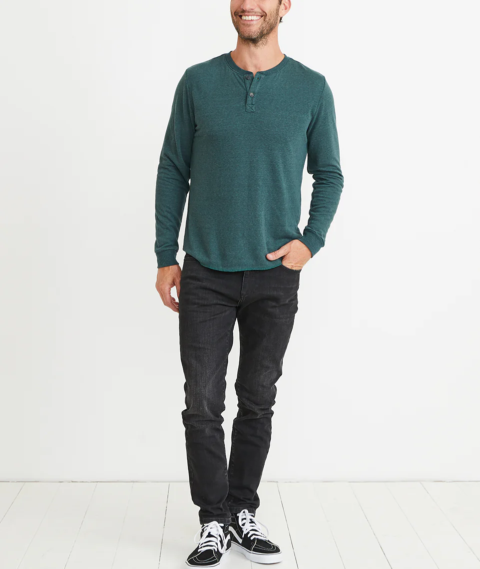 Double Knit Henley in Green Gables