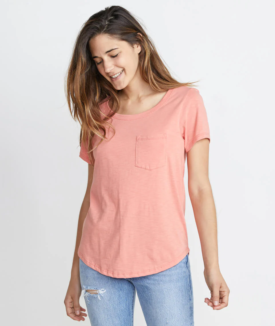 Boyfriend Pocket Tee in Coral