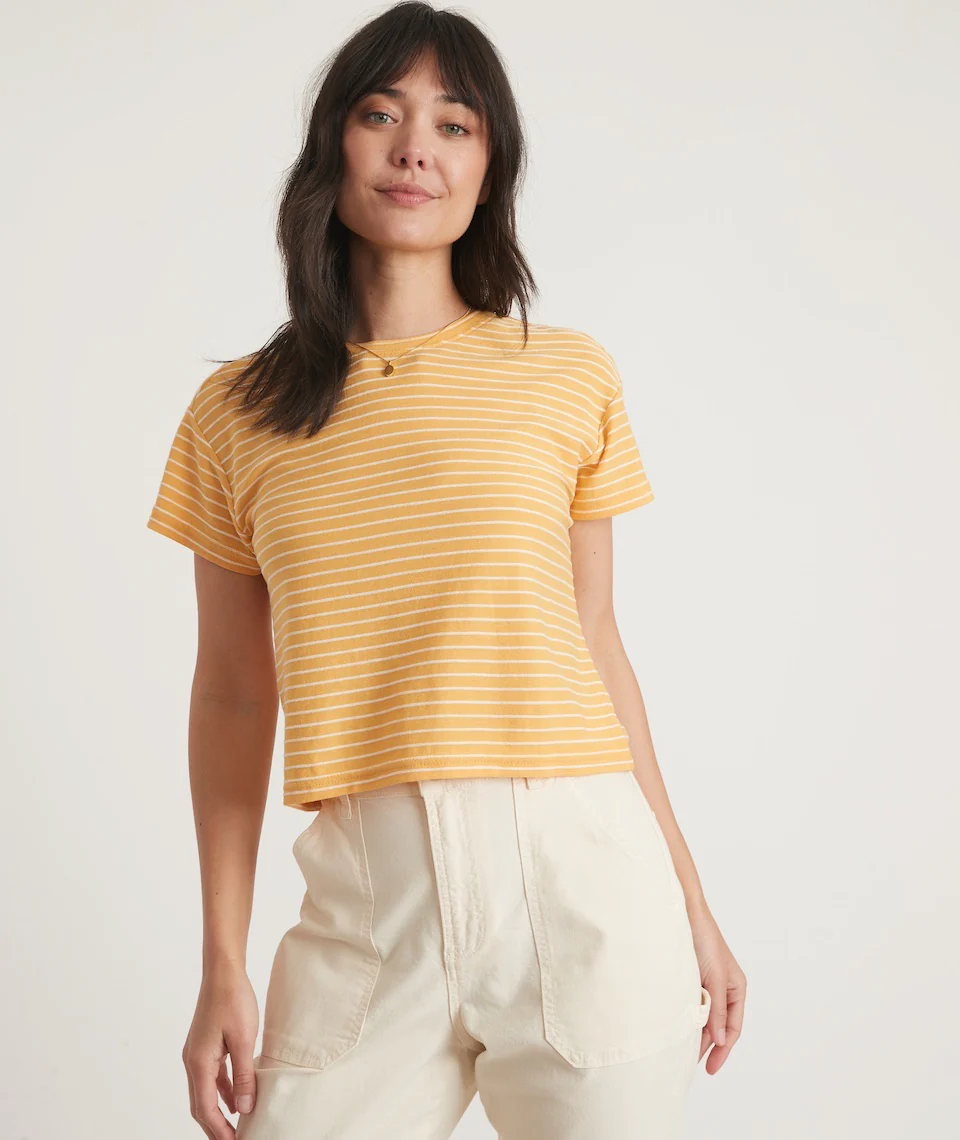 Lydia Textured Stripe Top in Gold